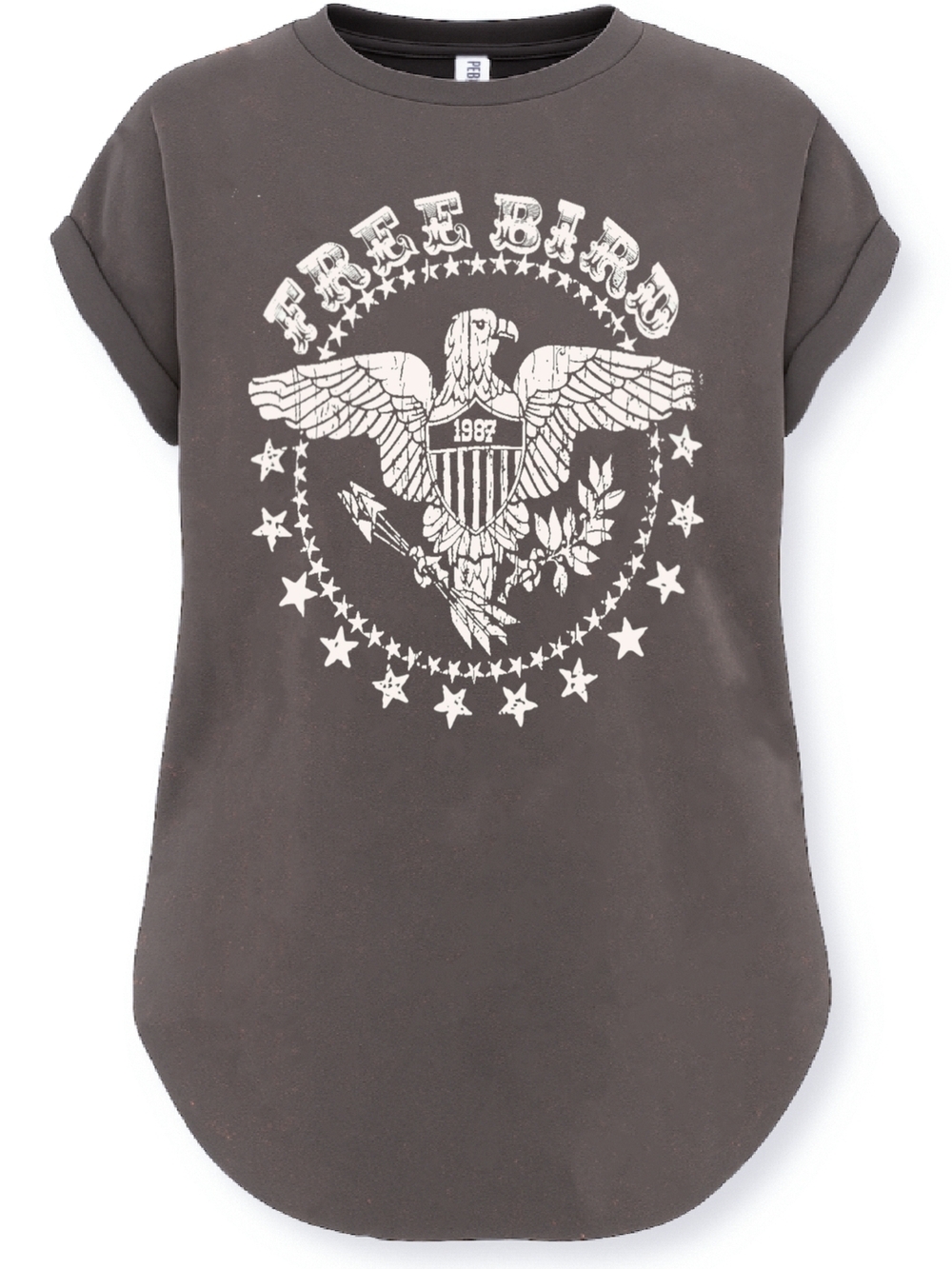 Pebby Forevee Charcoal Tee with Cream Eagle Graphic